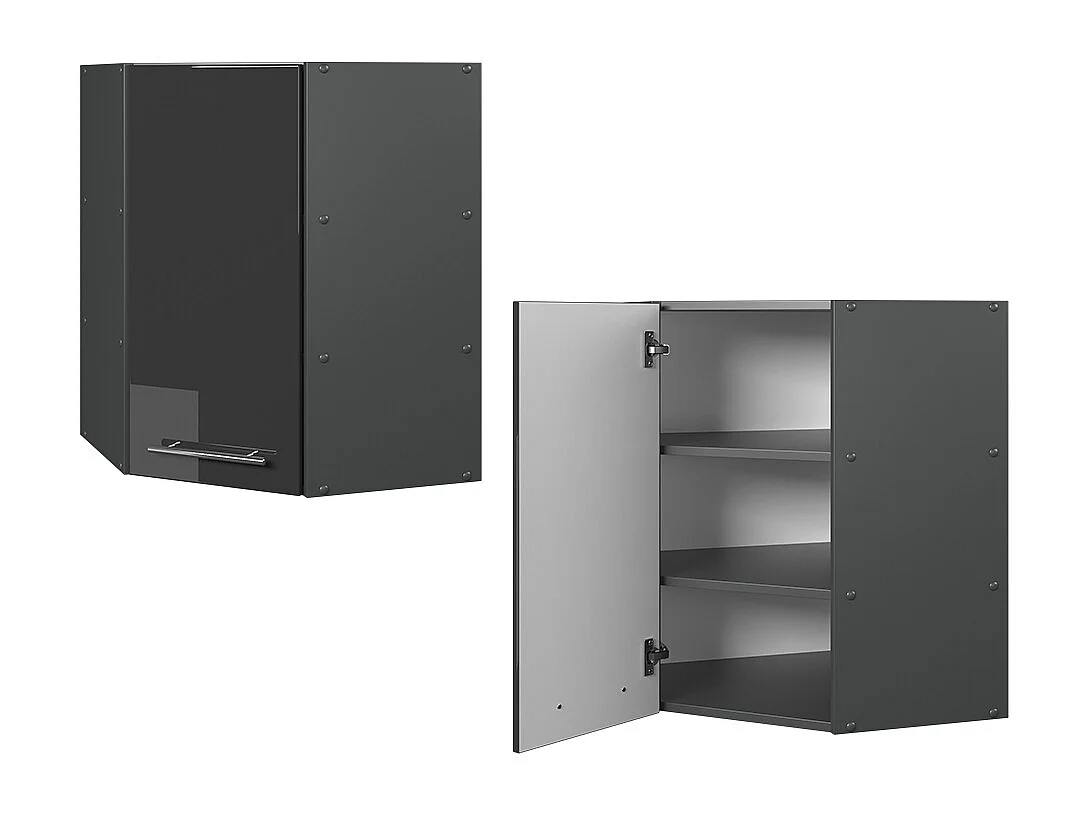 Armario colgante de esquina antracita alto brillo 57x34.1x72 fame-line