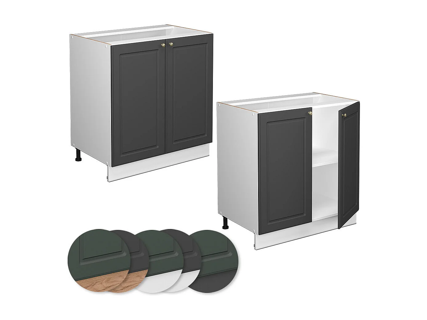 Meuble bas sous-évier anthracite-or 80x60x82 fame-line