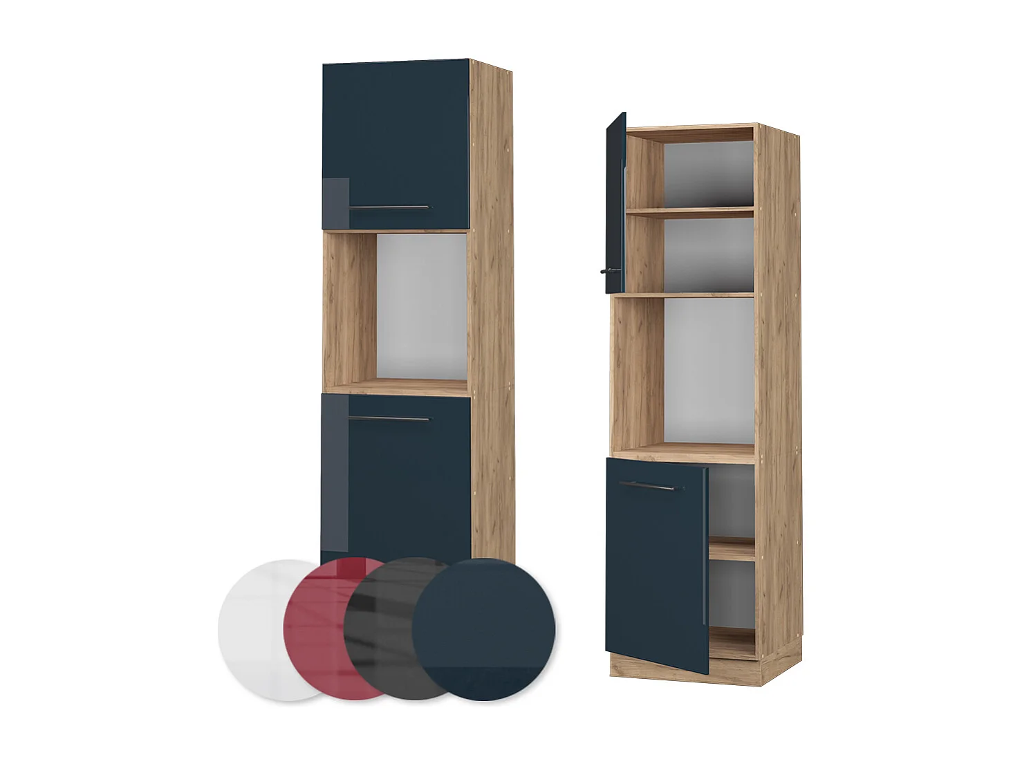 Meuble pour four bleu foncé brillant 60x58x206.8 fame-line