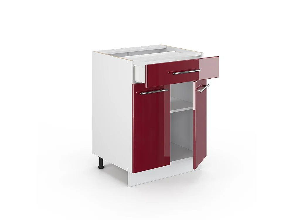 Meuble cuisine rouge bordeaux haute brillance 60x60x82 fame-line