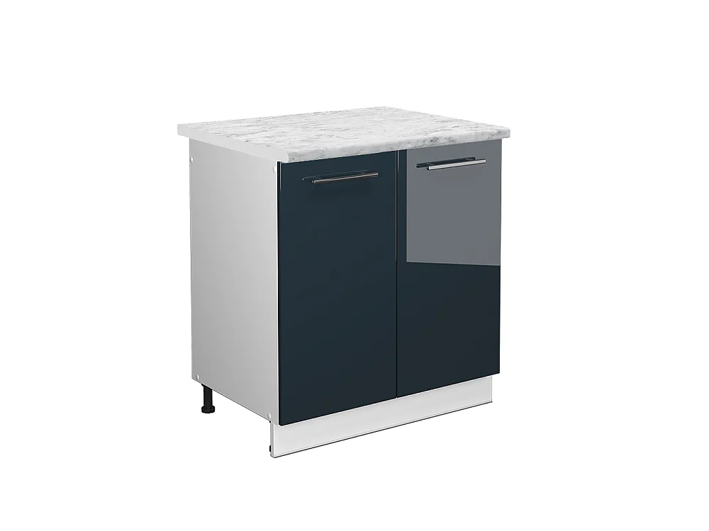 Meuble bas sous-évier bleu foncé brillant 80x60x82 fame-line