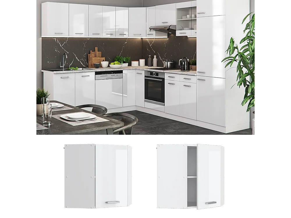 Elément haut de cuisine blanc haute brillance 57x34.1x60 r-line