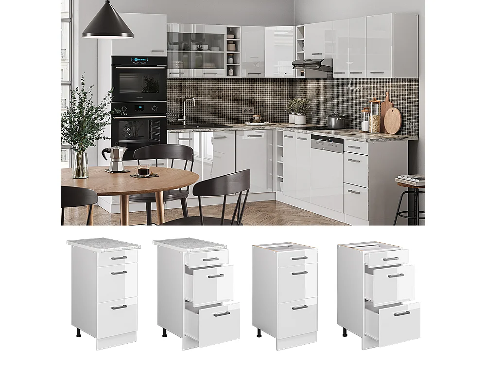 Mueble bajo de cocina blanco alto brillo 40x60x81.6 r-line