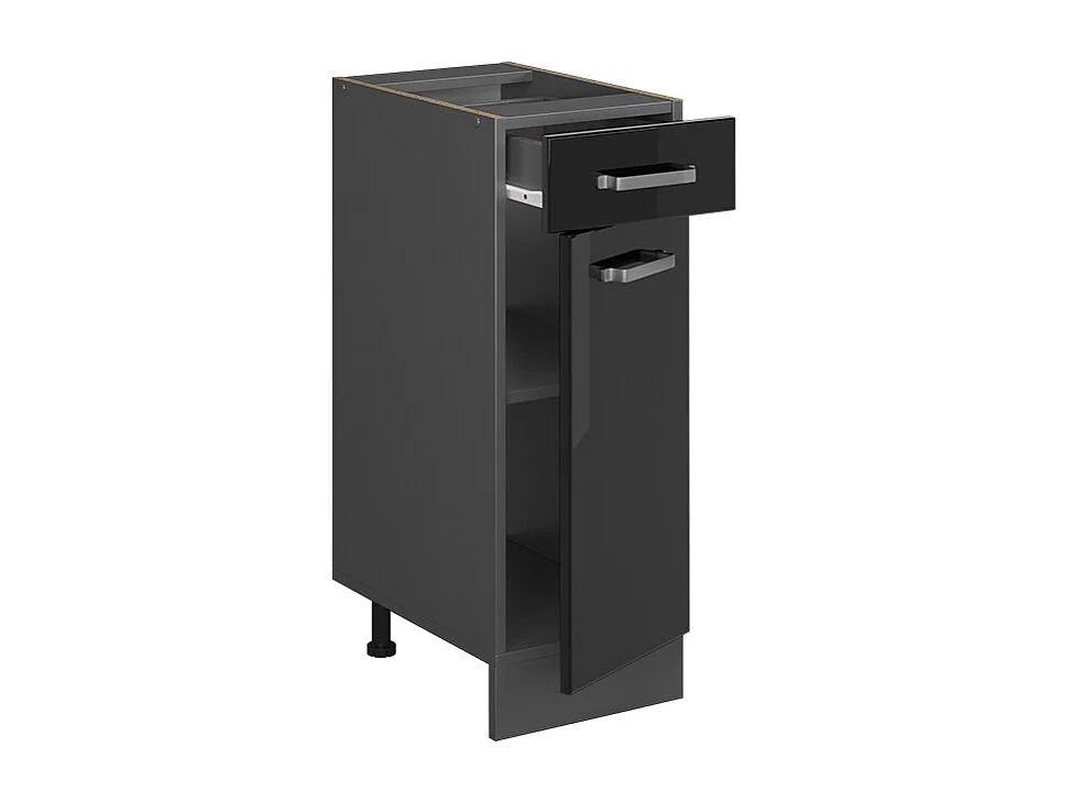 Meuble cuisine noir haute brillance 30x60x81.6 r-line