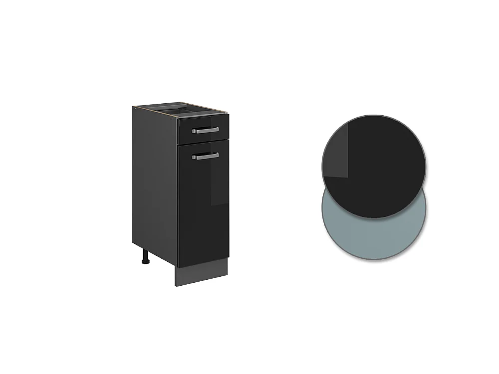 Mobiletto base per cucina nero lucido 30x60x81.6 r-line