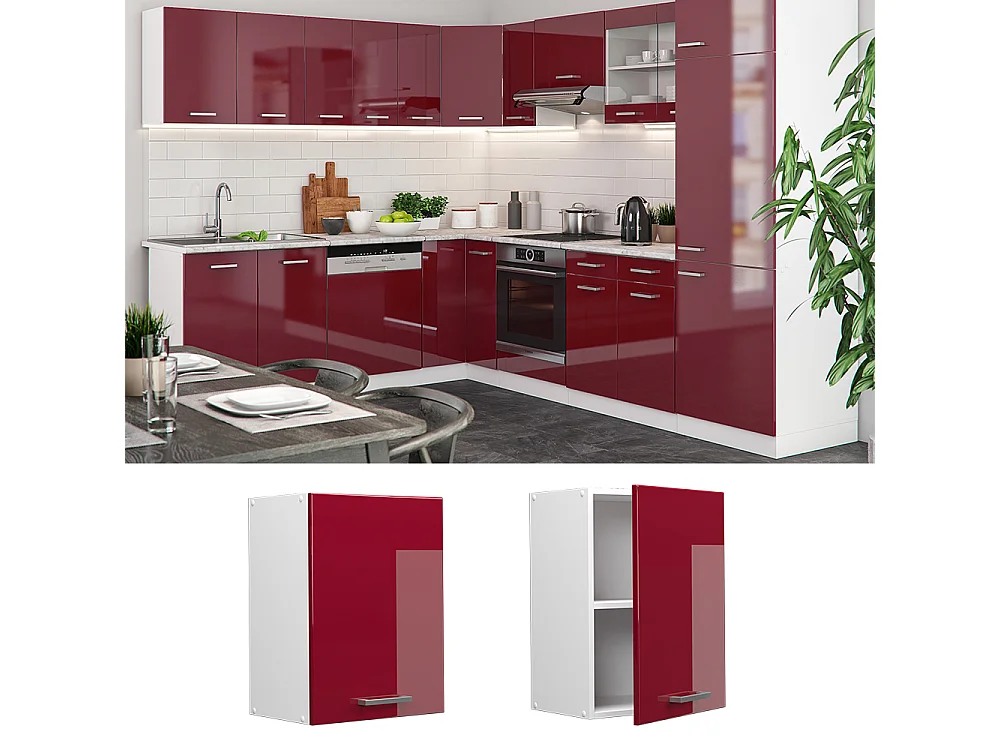 Elément haut de cuisine rouge brillant 45x31x60 r-line