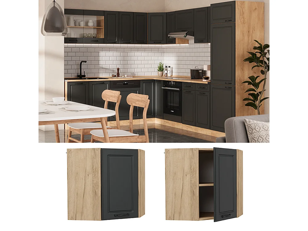 Elément haut de cuisine anthracite campagne 57x34.1x60 r-line