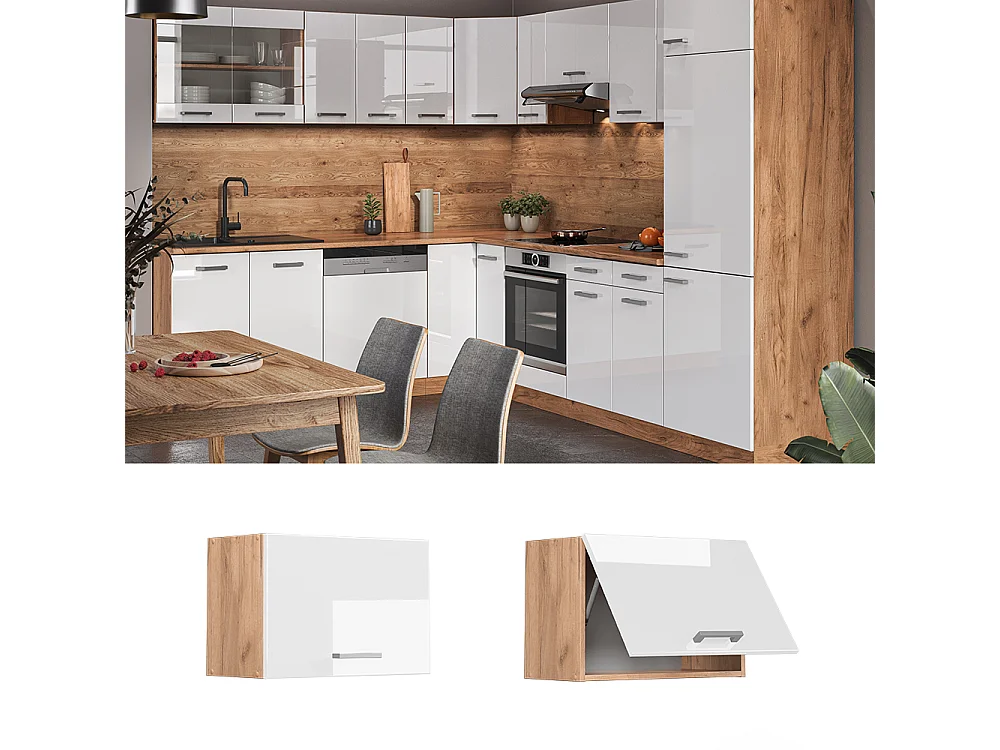 Elément haut de cuisine blanc haute brillance 60x31x40 r-line