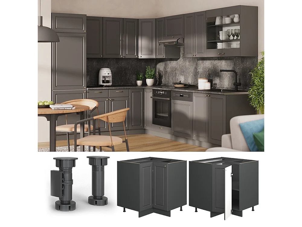 Mobile ad angolo cucina Antracite-oro rustico 80.5x60x82 fame-line