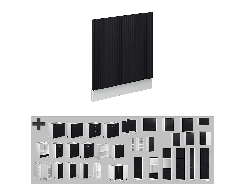 Façade noir rayé 60x1.6x67.4 fame-line