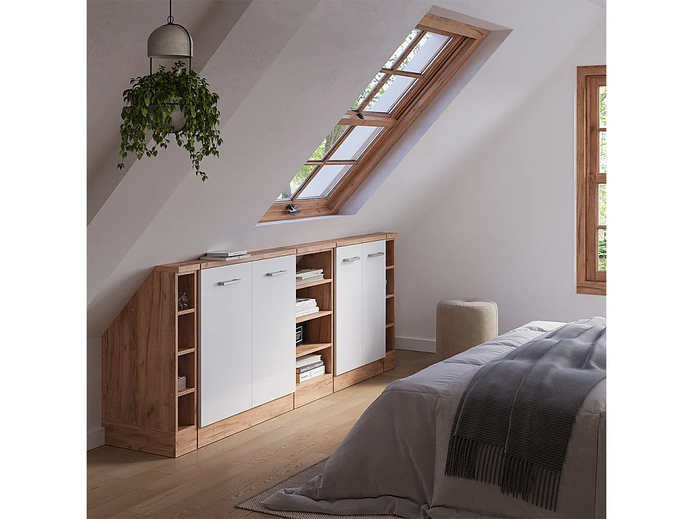 Meuble sous pente blanc haute brillance 210x46x81.6 r-line