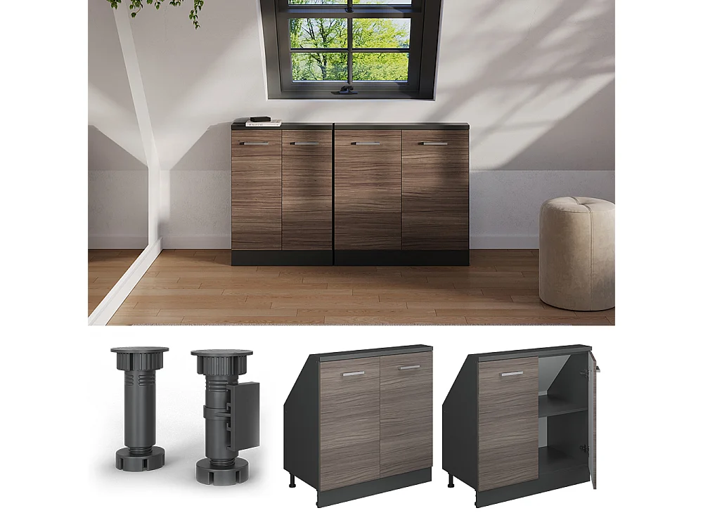 Armario de cocina para techo inclinado gris noble 80x46x81.6 r-line