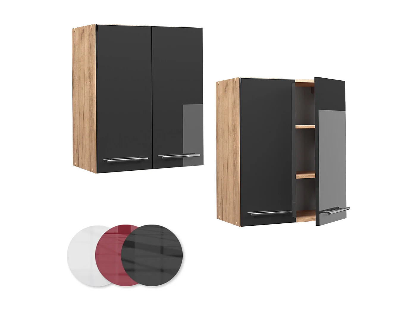 Elément haut de cuisine anthracite haute brillance 60x34.1x72 fame-line