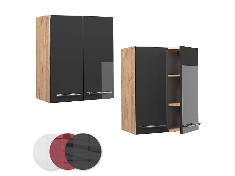 Elément haut de cuisine anthracite haute brillance 60x34.1x72 fame-line