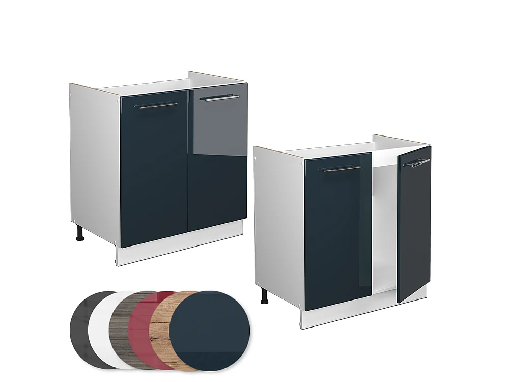 Wastafelkast donkerblauw hoogglans 80x51.6x82 fame-line