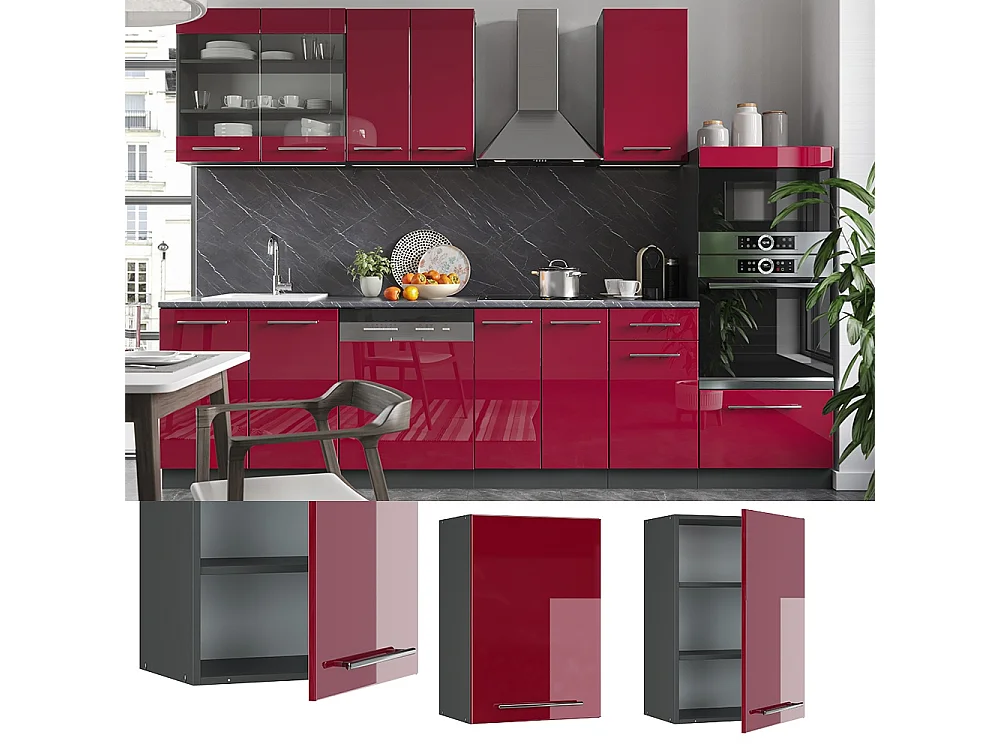 Wall cabinet bordeaux high gloss 50x34.1x72 fame-line