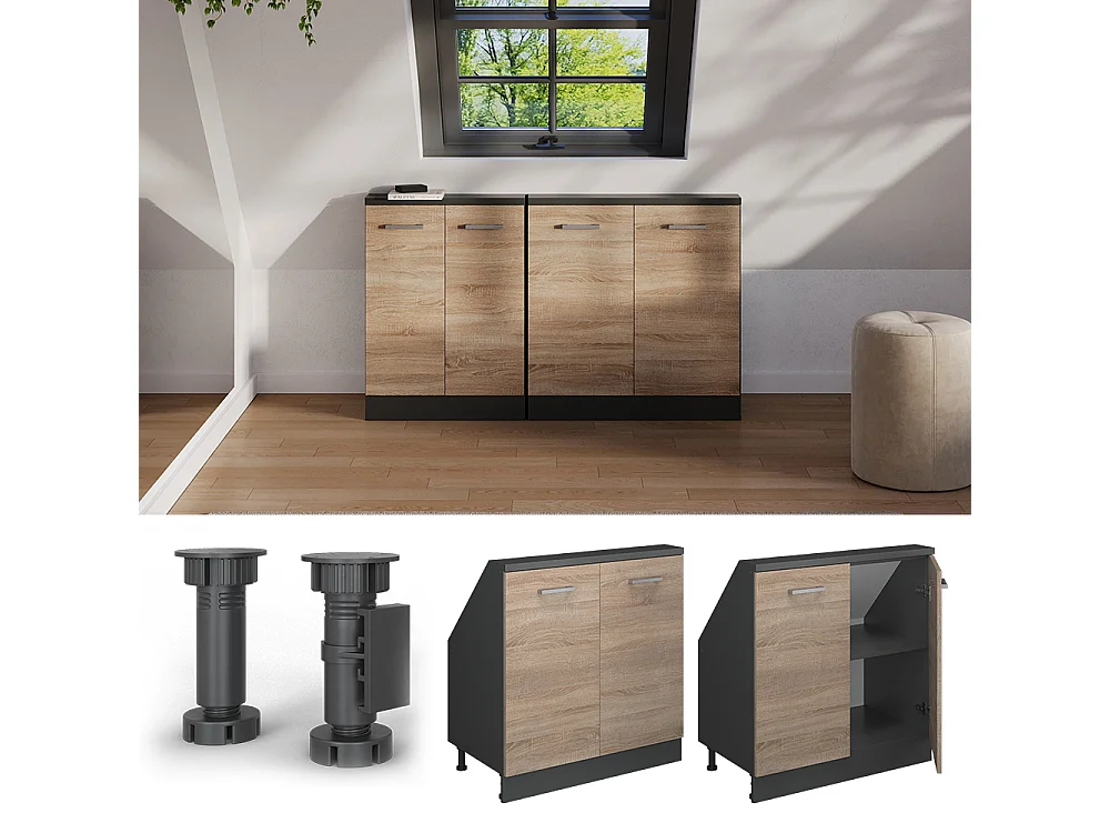 Armario de cocina para techo inclinado sonoma 80x46x81.6 r-line