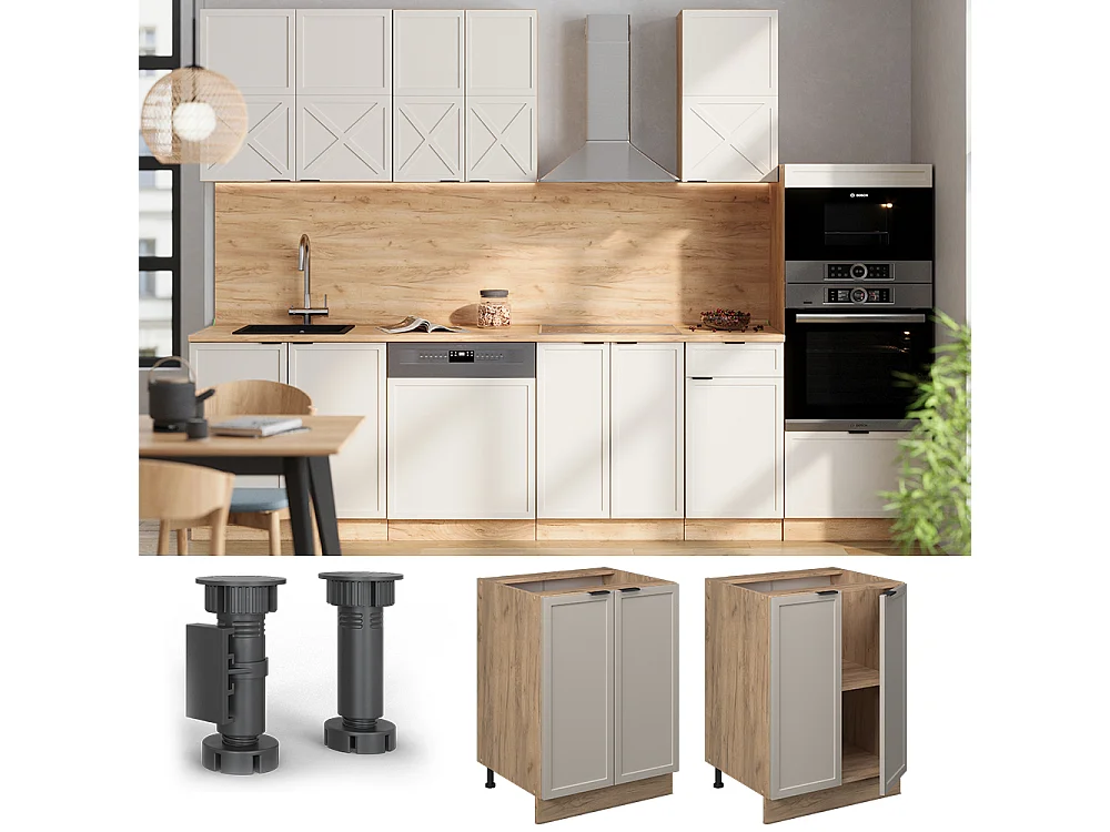 Meuble bas de cuisine grisbeige 60x51.6x82 fame-line