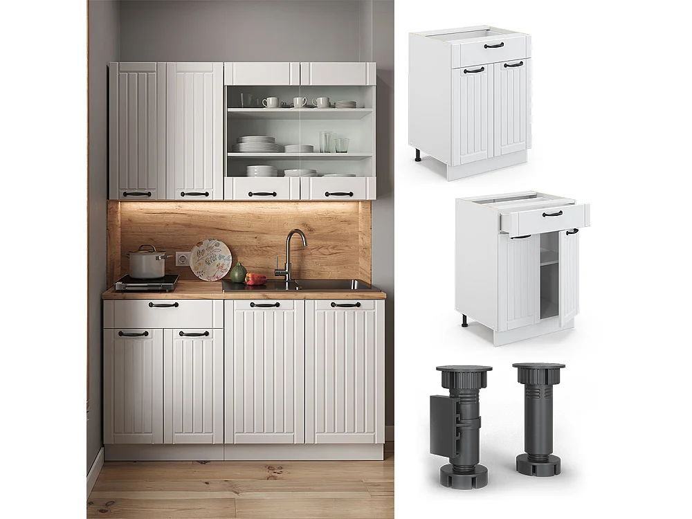 Mobiletto base per cucina Bianco rustico 60x60x82 fame-line