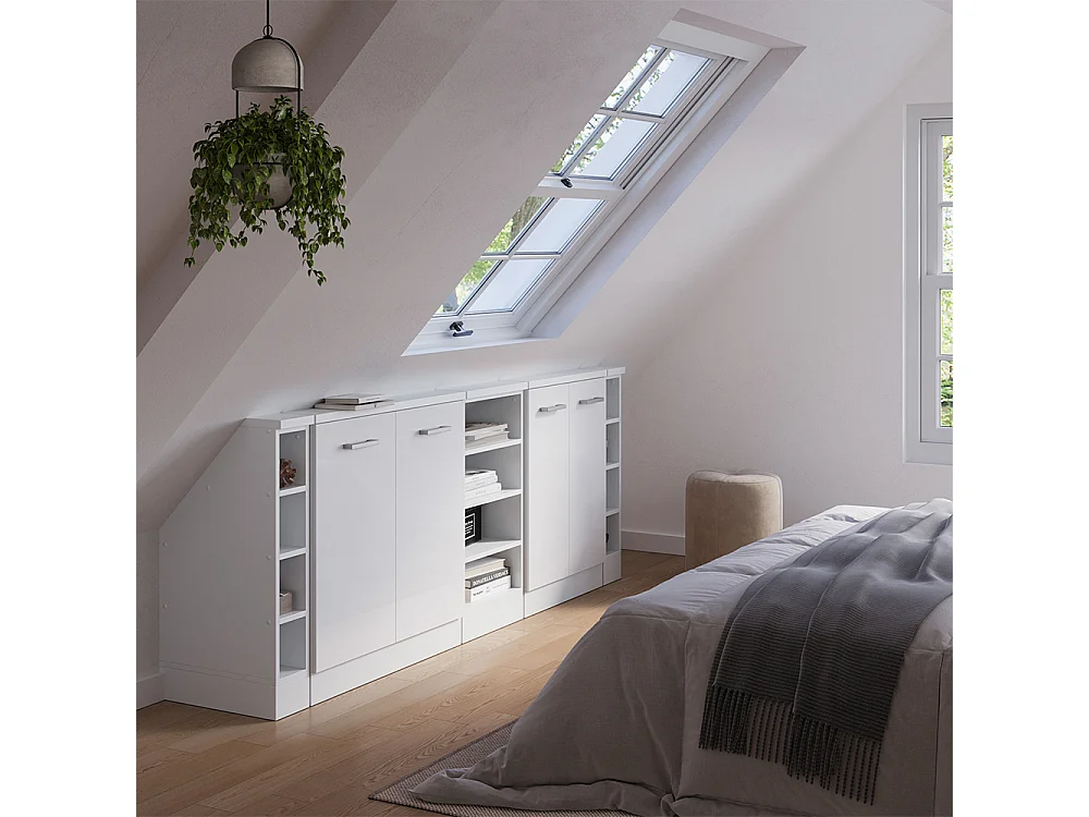 Meuble sous pente blanc haute brillance 215x46x81.6 r-line