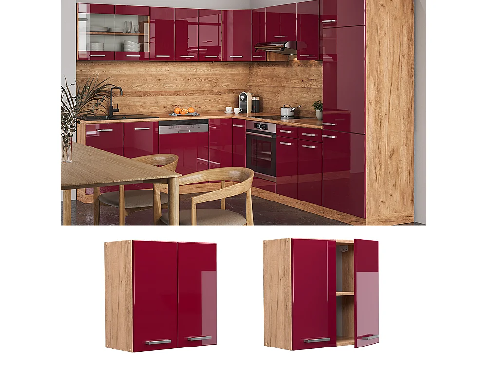Elément haut de cuisine rouge brillant 60x31x60 r-line