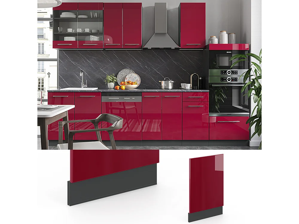 Façade rouge bordeaux haute brillance 45x1.6x67.4 fame-line