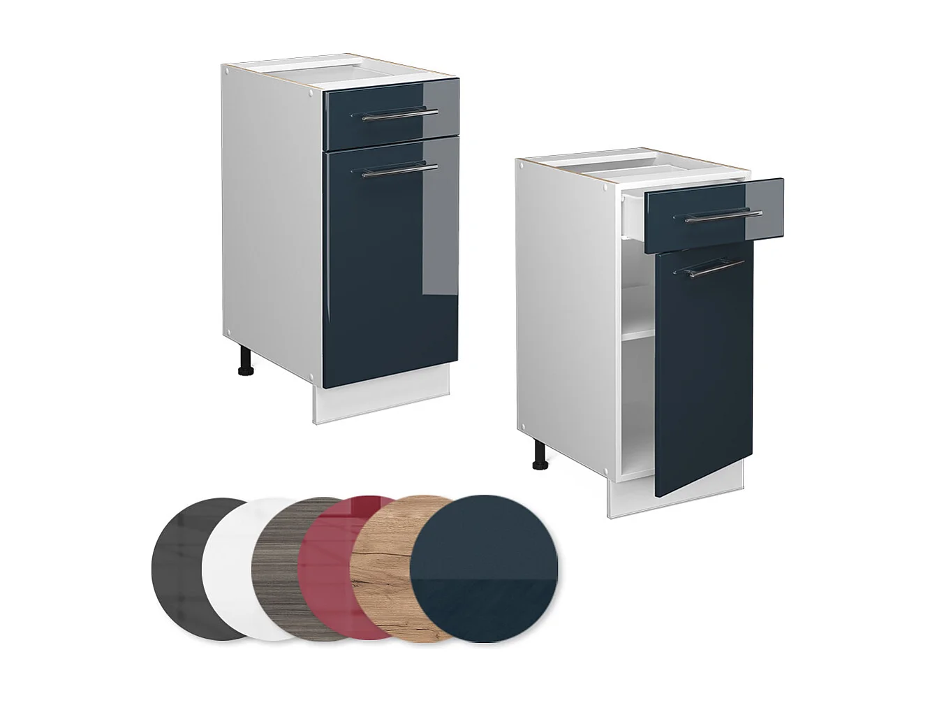 Mueble bajo de cocina azul oscuro alto brillo 40x51.6x82 fame-line