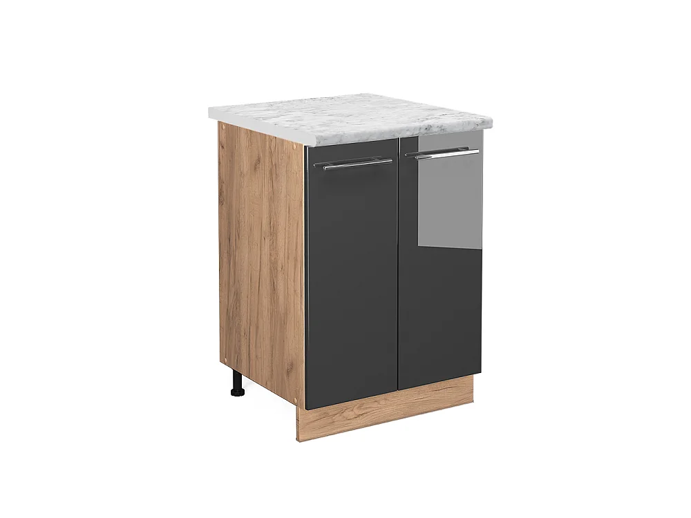 Meuble bas de cuisine anthracite haute brillance 60x60x82 fame-line
