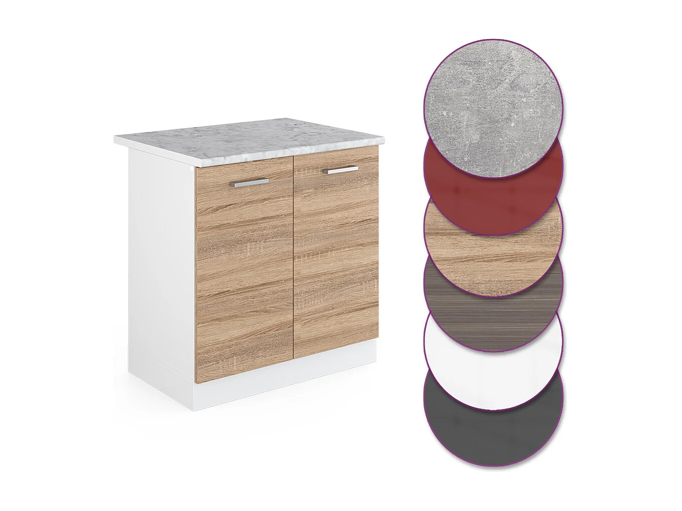 Meuble bas sous-évier sonoma 80x60x81.6 r-line