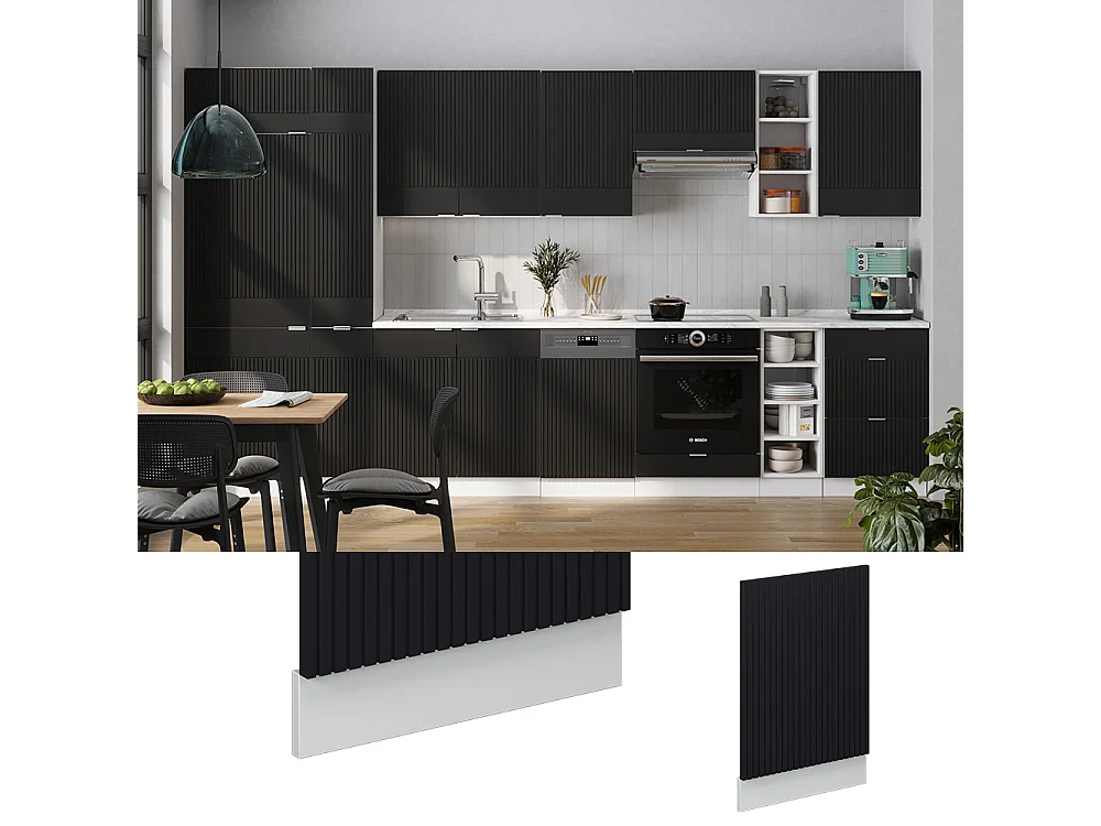 Façade noir rayé 45x1.6x67.4 fame-line