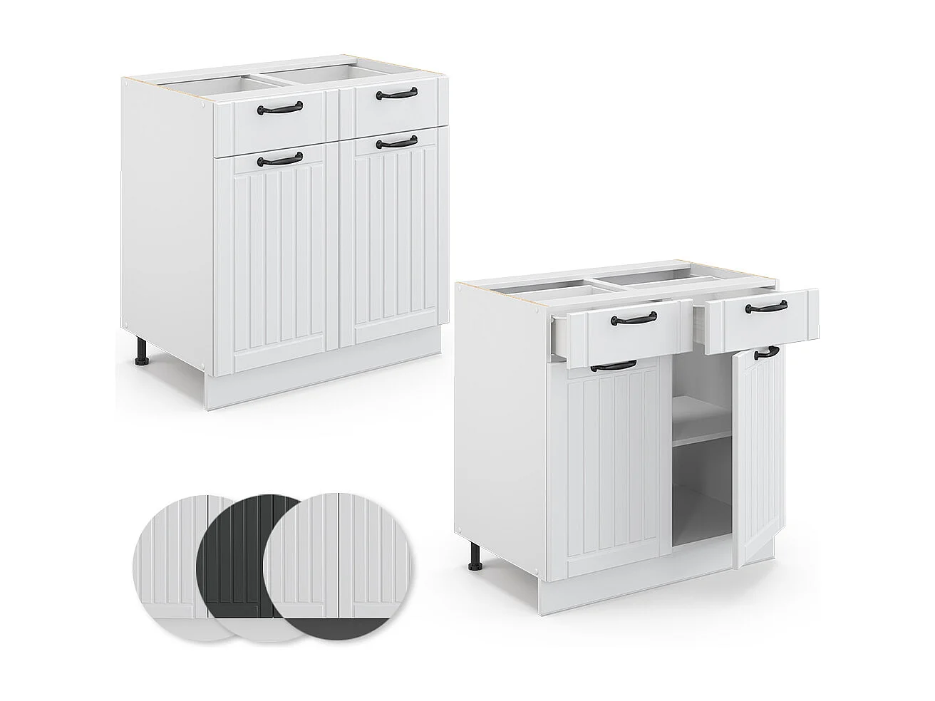 Mobiletto base per cucina bianco casa di campagna 80x51.6x82 fame-line