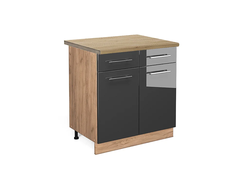 Meuble cuisine anthracite haute brillance 80x60x82 fame-line