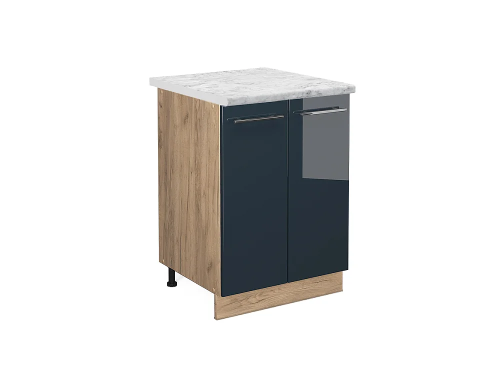 Meuble bas de cuisine bleu foncé brillant 60x60x82 fame-line