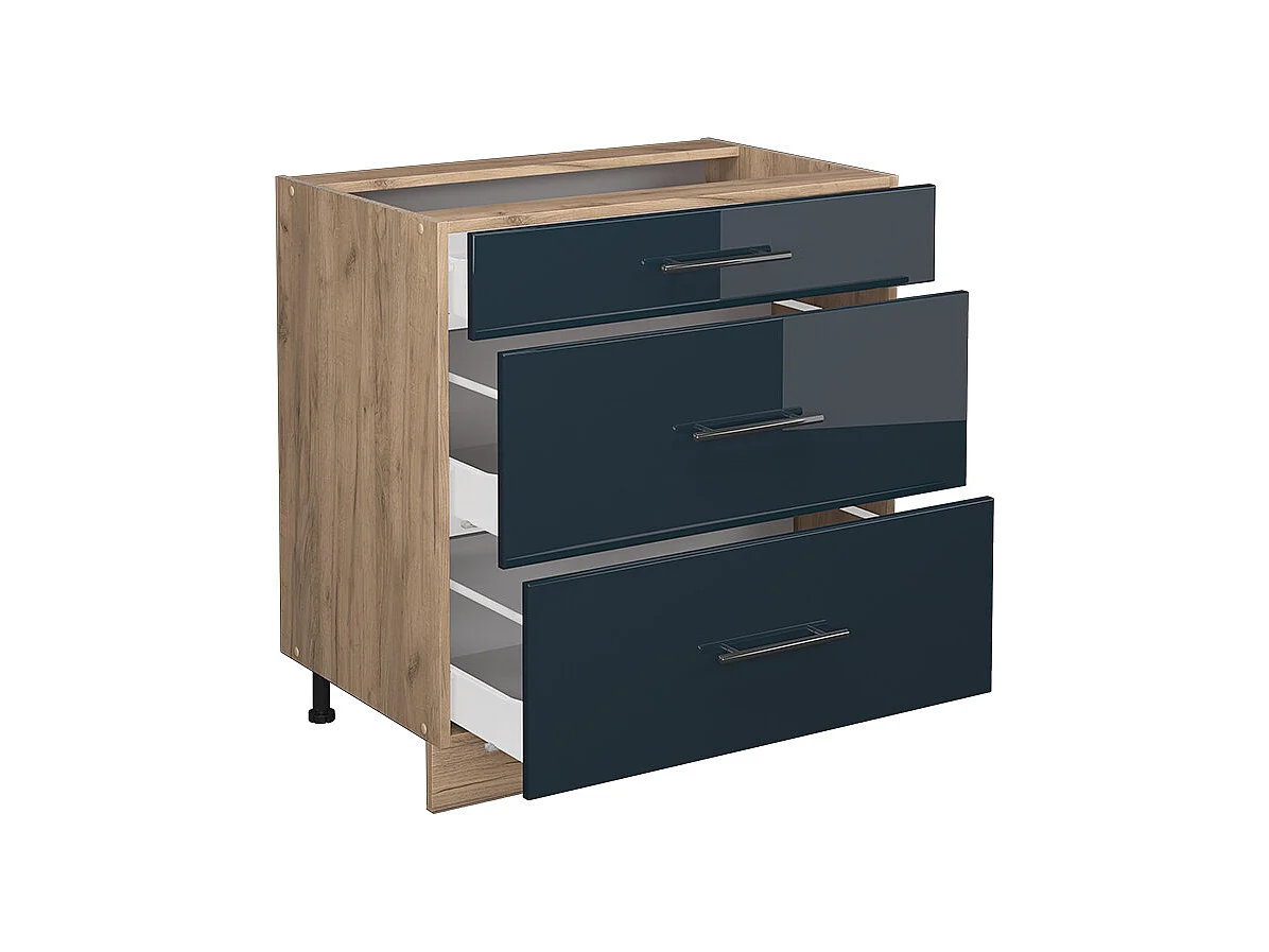 Meuble cuisine bleu foncé brillant 80x60x82 fame-line