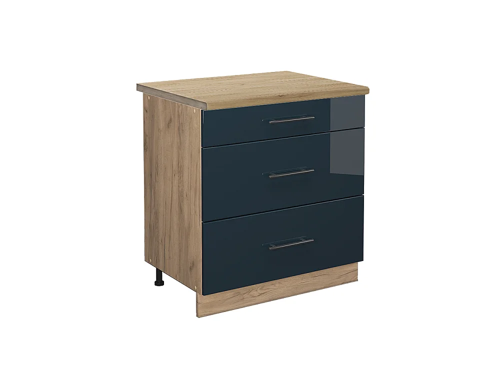 Meuble cuisine bleu foncé brillant 80x60x82 fame-line