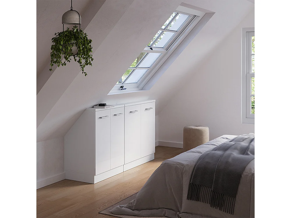 Meuble sous pente blanc haute brillance 140x46x81.6 r-line