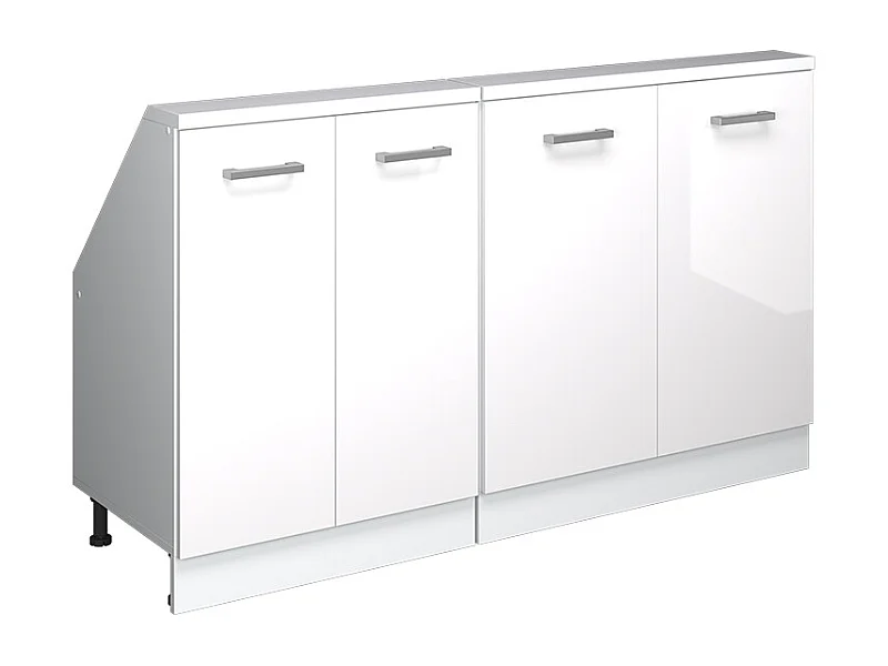 Küchenschrank für Dachschrägen weiß hochglanz 140x46x81.6 r-line