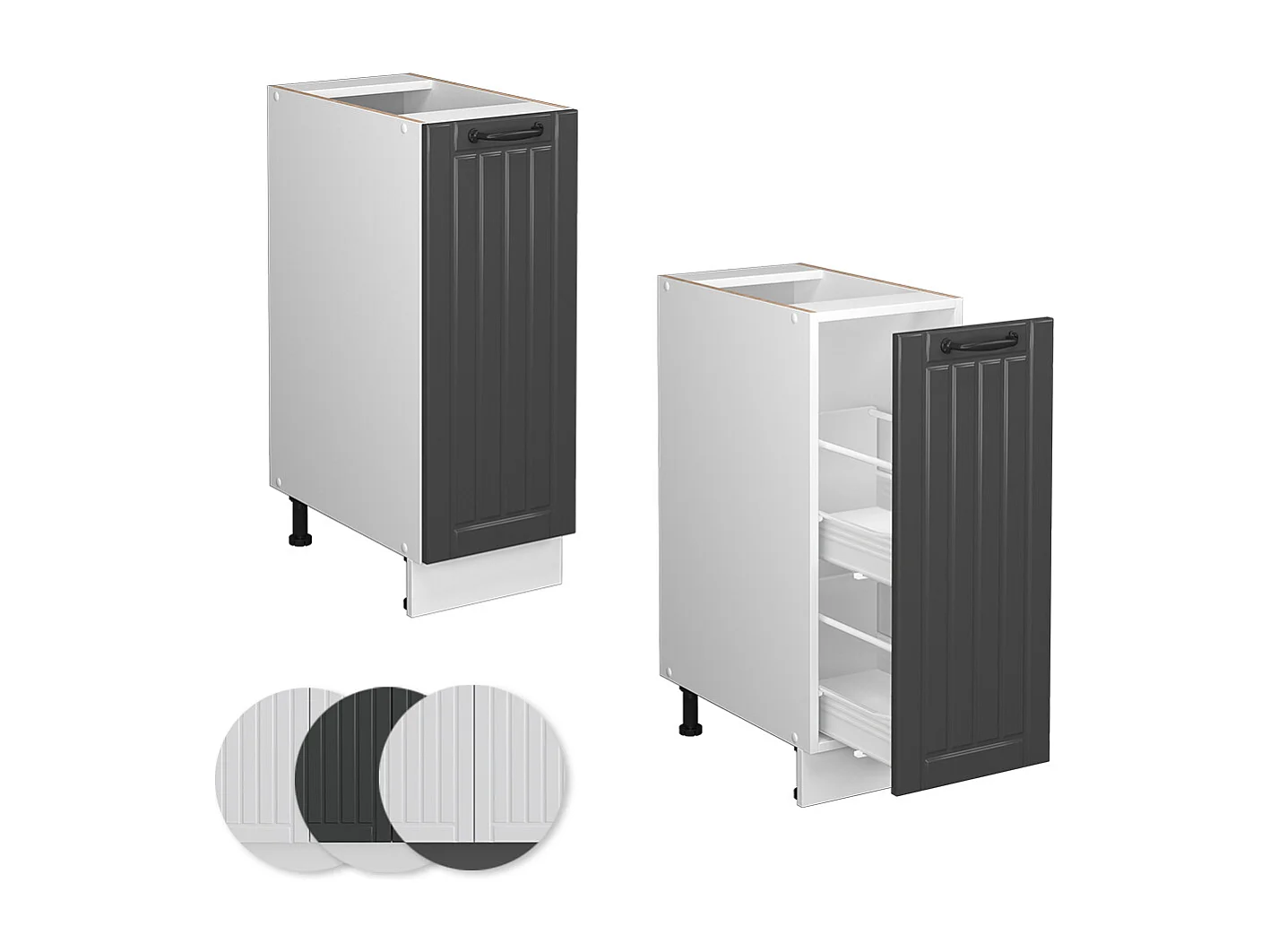 Meuble de cuisine anthracite campagne 30x60x82 fame-line