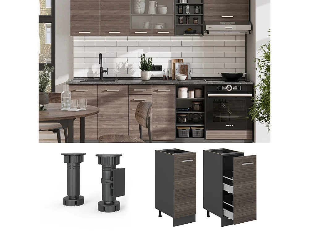 Meuble de cuisine gris noble 30x60x81.6 r-line