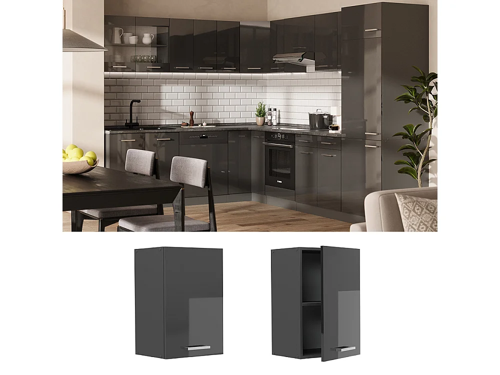 Elément haut de cuisine anthracite haute brillance 40x31x60 r-line