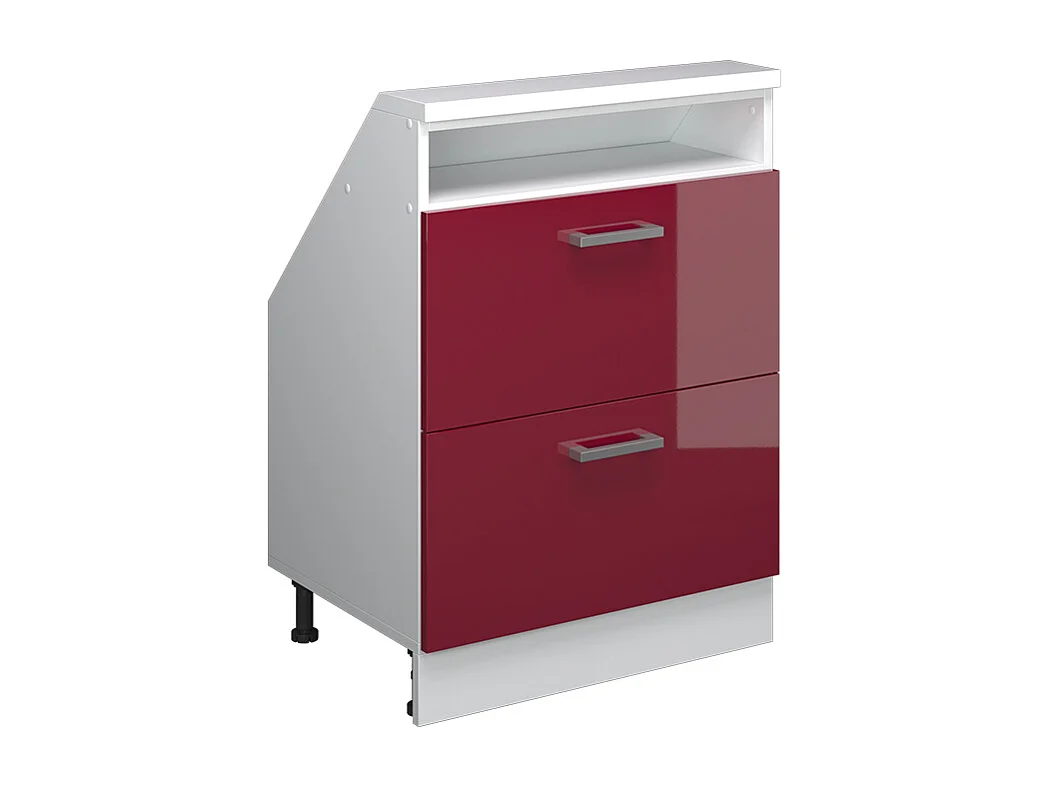 Köksskåp för sluttande tak högblank röd/vit 60x46x81.6 r-line