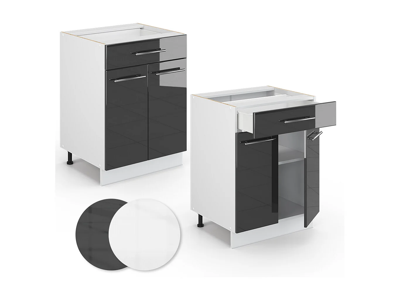 Meuble cuisine anthracite haute brillance 60x60x82 fame-line