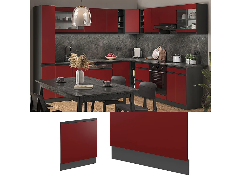 Panel frontal del lavavajillas rojo 60x1.6x81.8 r-line