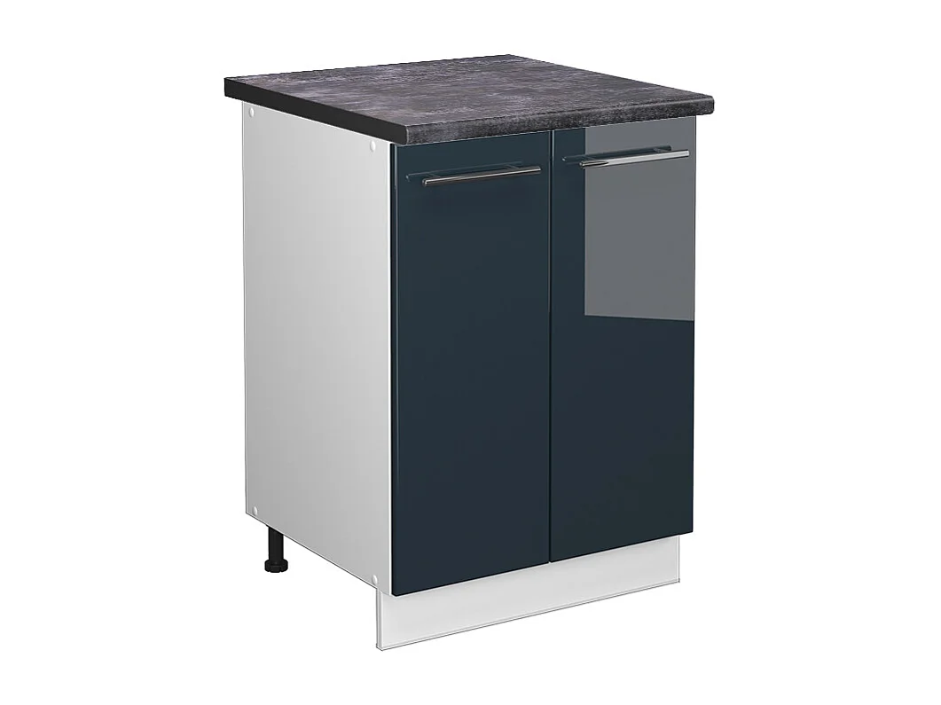 Meuble bas de cuisine bleu foncé brillant 60x60x82 fame-line