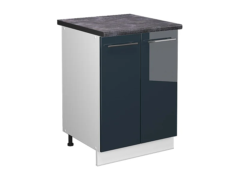 Meuble bas de cuisine bleu foncé brillant 60x60x82 fame-line