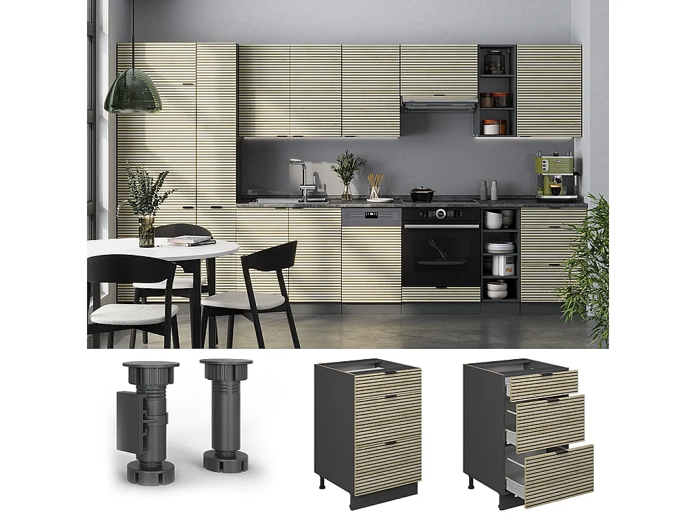 Køkkenskab panel i eg/antracit 50x60x82 fame-line