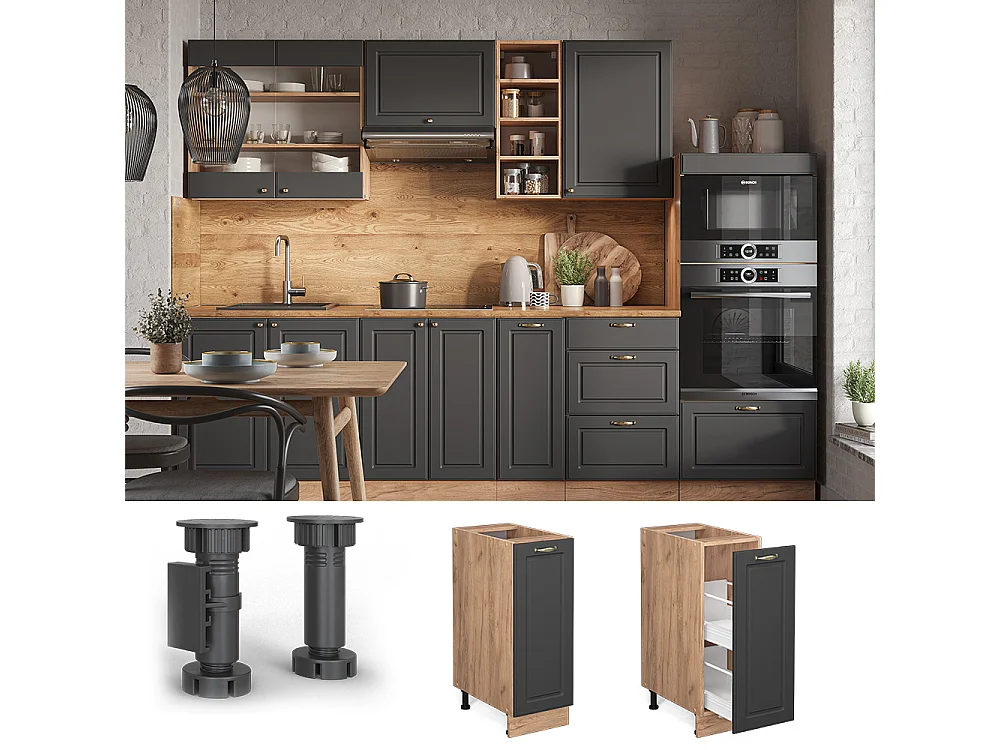 Apotheekkast antraciet-goud 30x60x82 fame-line