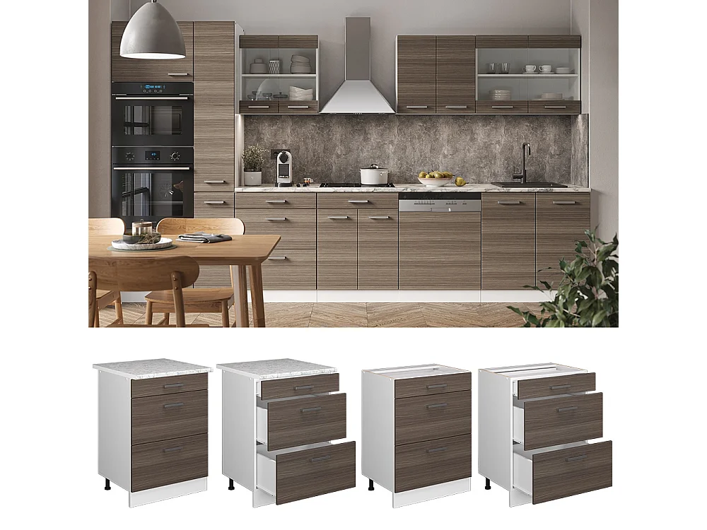 Meuble cuisine gris noble 60x46x81.6 r-line