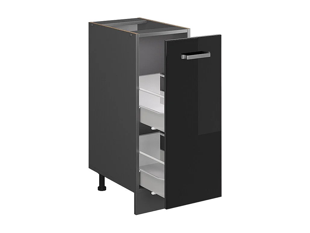 Meuble de cuisine noir haute brillance 30x60x81.6 r-line