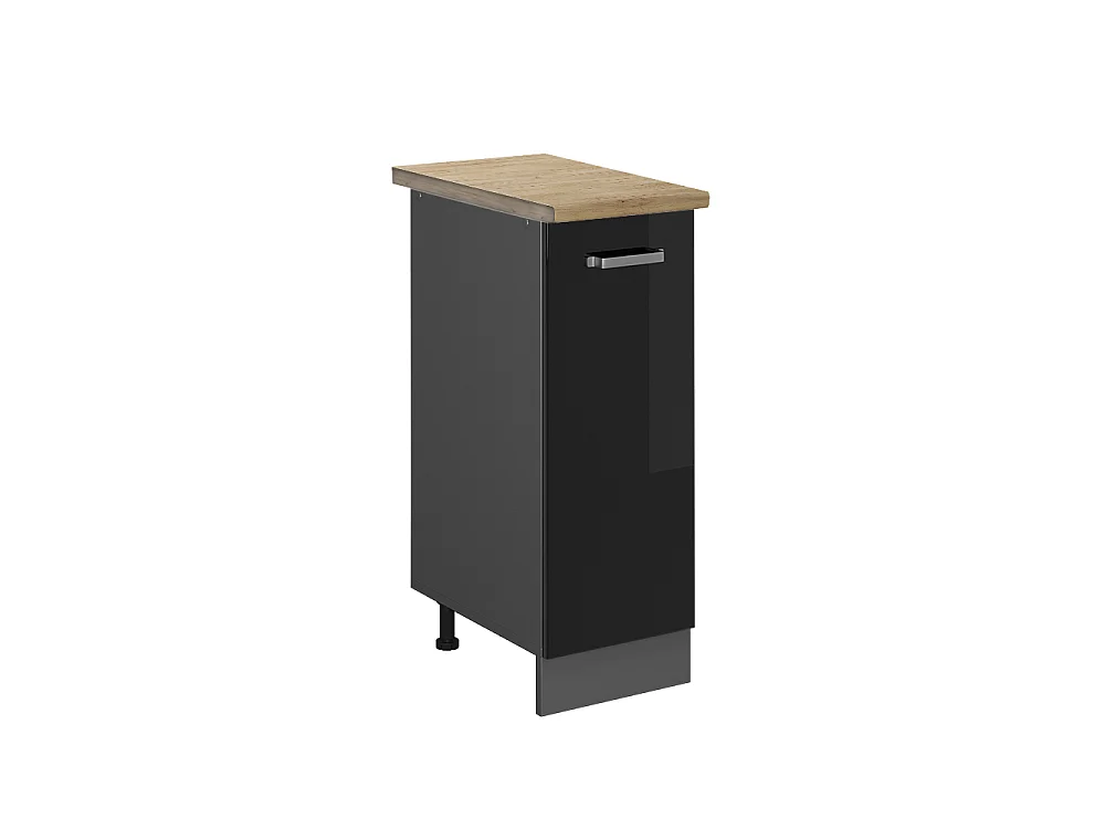 Meuble de cuisine noir haute brillance 30x60x81.6 r-line